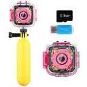 Kids Camera, iMoway Waterproof Video Cameras for Kids HD 1080P Kids Digital Cameras Camcorder with 16GB Memory Card, Card Reader and Floating Hand Grip (Pink)
