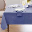 Softalker Linen Textured Rectangle Tablecloth, Waterproof Wipeable Farmhouse Burlap Table Cloth, Stain Resistant Wrinkle Free Table Covers for Kitchen Dining Holiday Party (52 x 70, Denim Blue)
