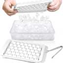 WIBIMEN Ice Cube Tray with Lid and Bin - Round Ice Trays for Freezer with Lid - Ice Cube Trays for Freezer with Ice Container (0.8"-2PACK White)