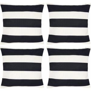 4 Pack Waterproof Pillow Covers Outdoor Throw Pillowcases Decorative Garden Cushion Case for Home Garden Patio Couch Balcony Striped (18 * 18 inch, Black & White)