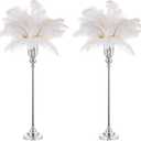 NUPTIO Centerpiece Vase Tall Wedding: 2 Pcs 30.5" Silver Flower Stand for Table Metal Trumpet Vase for Party Decorations