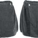 VOCOSTE 2 Pcs Men's Bath Wrap Towel, Body Wrap for Shower Spa, Adjustable Robes, 30x140cm Gray