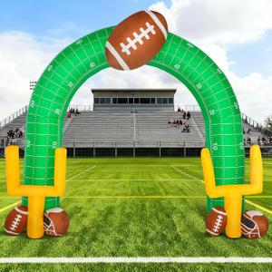Shappy 9ft Giant Football Inflatable Arch Goal Post Inflatable Outdoor Yard Decorations with Helmet and LED Lights Football Birthday Party Decor for Game Day Tailgate Fans Sports Party Supplies