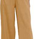 Duyang Womens Cotton Linen Palazzo Pants Drawstring Elastic Waist Casual Wide Leg Trousers with Pockets (Gamboge, XS)