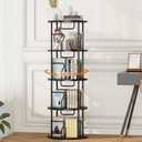 4 Tier Rotating Bookshelf Tower, 360 Display Round Bookcase, Floor Standing Corner Revolving Bookshelf Organizer Storage Rack for Small Spaces, Home Study Office, Black