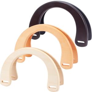 PH PandaHall 6 Packs U-Shaped Bag Handles 3 Colors Wooden Purse Handle Decorative Handbag Handle Replacement for Handmade Crochet Totes Clutch Bag Purse Handles