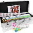 4 Pushers Complete American Mahjong Set in Aluminum Case, 166 Tiles(mah Jong Mah Jongg Mahjongg), 10.5 inches x 20.5 inches x 5 inches