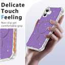 TEECOVER for iPhone 16 Plus Case 6.7-Inch, [Clear Wavy Border][Sparkly Glitters][Fit for MagSafe] Shockproof Cute Slim Phone Case for Women & Girls - Purple