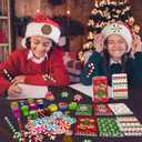 Cinrobiye 194 PCS Christmas Candy School Stationery Set Xmas Classrooms Exchange Stationery Party Favors Class Reward Prizes Notebooks Pencils Sharpener Erasers Stickers Stamps(Candy)