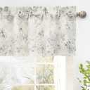 DriftAway Floral Pencil Sketch Lined Thermal Insulated Window Curtain Valance Rod Pocket 52 Inch 14 Inch Plus 2 Inch Header Linen Gray Soft White 1 Pack
