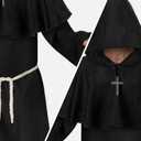 Spooktacular Creations Adult Medieval Hooded Monk Cloak Renaissance Priest Robe Halloween Costume (XX-Large, Black)