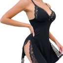 2 x dream love Women's Lingerie Sexy Nightwear Spaghetti Strap Nightgown Babydoll Chemise S-XXL (02-black)