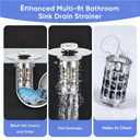 Bathroom Sink Drain Strainer, Universal 3 in 1 Bathroom Sink Stopper, Pop Up Bathroom Sink Drain Stopper with Removable Bathroom Sink Stopper Hair Catcher Basket, for 1.1 to 2.36''Hole