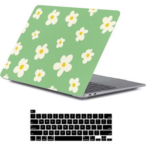 LanBaiLan Compatible for MacBook Pro 13 inch with Touch Bar M2 2026 2025 2024 2023 2022-2016 A2338 M1 A2251 A2289 A2159 A1989 A1708 A1706, Laptop Hardshell Case and Keyboard Cover, Green Flower