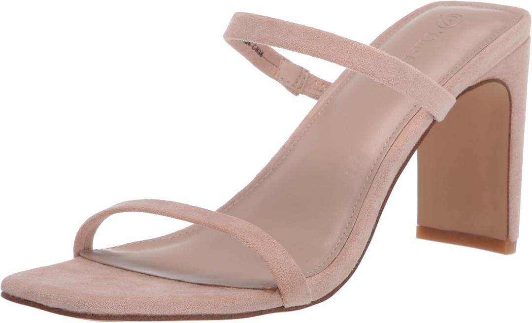 The Drop Women's Avery Square Toe Two Strap High Heeled Sandal (5, Natural)