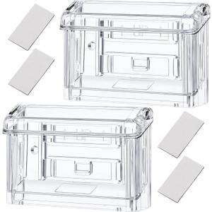 Vicenpal Outdoor Business Card Holder Clear Wall Mount Acrylic Business Card Box Included Peel and Stick for Office Store Trucks Wall Outdoor 4.25 x 1.46 x 2.87 inch(2 Pieces)