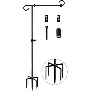 Koutemie 49 Inch Extra Tall Garden Flag Stand Holder Pole with 5 Prong Bases for 12 x 18 Outside Fall Yard Flags Décor, Matte Black Koutemie 49 Inch Extra Tall Garden Flag Stand Holder Pole with 5 Prong Bases for 12 x 18 Outside Fall Yard Flags Décor, Matte Black