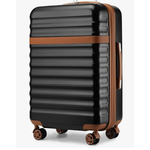 Kono Expandable 20 Inch Large Checked Luggage: ABS+PC Hardside Trolley Travel Case - Hard Shell Suitcase with TSA Lock, Black Brown