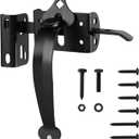 WellMade Ornamental Thumb Gate Latch Self Locking Latches and Handle Kit, Heavy Duty Door Latch Gate Lock Hardware for Wooden/ Vinyl Fence Swing Gate Outdoor Garden, Pool, Black with Screw