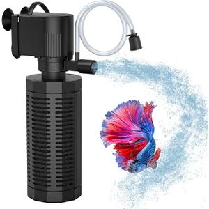 OQTTNEO Aquarium Internal Filter for 2050 Gallons, UltraQuiet Fish Tank Filter Biochemical Filtration 320GPH Powerful Pump Submersible Aquarium Filter Tank Clear Air Supply (13W Filter)
