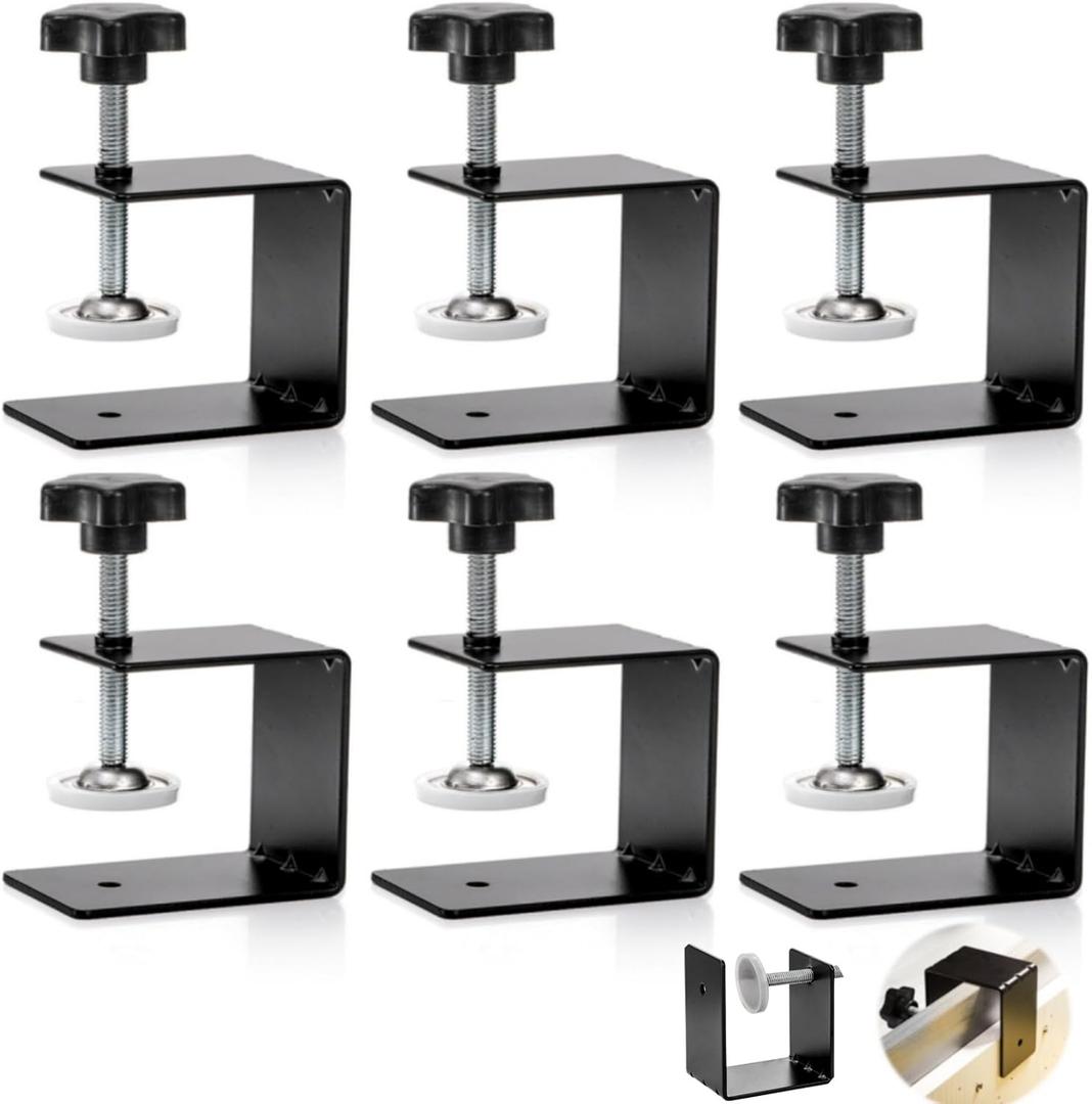 6 Pack C Clamps, 2 Inch Drawer Front Installation Clamp, Heavy Duty Cold Rolled Steel Clamps, Desk Drawer Fixing Clip for Cabinet Mounting, Woodworking, Welding, and Building