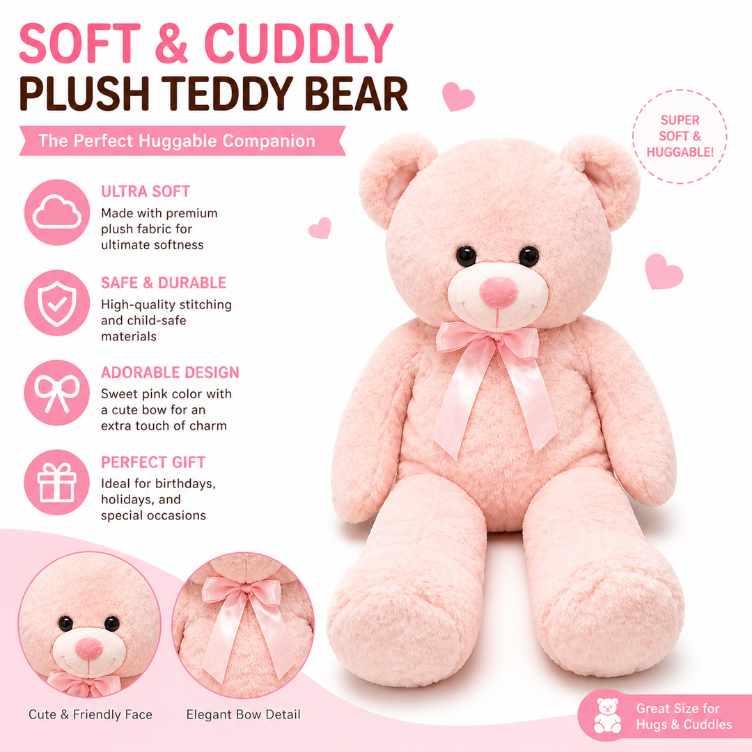 HH Jumbo Bear Plush Pink 36 inch