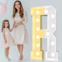 Pooqla 4 FT Light Up Marquee Letters, Giant Mosaic Letter Cool White and Warm White LED, Large Lighted Alphabet Lights for Balloons Birthday Party Anniversary Wedding Decorations, Letter R