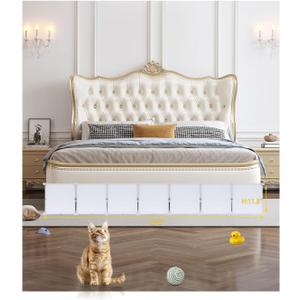 Under Bed Blocker for Pets, Easy to Install 7 Pack Under Couch Blocker, 83" Bed Blockers for Under Bed, Expandable Design, Blocks Dogs Cats & Stops Lost Toys Under Furniture, 12"*12" White