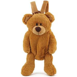 Mellsunny Cute Fuzzy Bear Backpack Stuffed Animal Backpack Kawaii Bunny Backpacks Fluffy Shoulder Bag Casual Daypack for Girls (Brown)