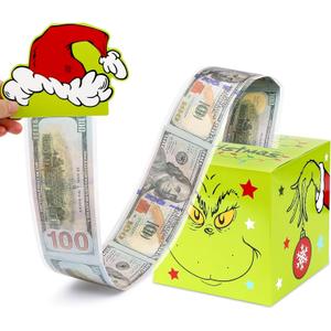 DAZONGE Christmas Gifts for Party, Xmas Money Holders for Cash with 100 pcs Transparent Bags, Christmas Money Pull Pouch for Adults Gifts