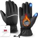 Winter Gloves Men Women Made with 3M Insulation & Plush Lining, -10F Windproof & Water-Resistant Snow Gloves for Cold Weather, Ski Glove with Reflective Strips & Touchscreen Fingers for Running
