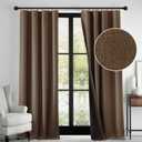 RYB HOME Brown 100% Blackout Curtains 84 inches Long, Thermal Insulating Privacy Energy Saving Linen Curtains for Bedroom Living Room Window Office Theater Dining Nursery, W52 x L84, 2 Panels