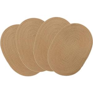 4 Pack Oval Woven Placemats, Jute Plate Chargers Rattan Woven Placemats 11.45x15.58 Wicker Place mats Farmhouse Boho Braided Heat Resistant Outdoor Plate Mats Patio Tablemats for Dinning (Honey Brown)