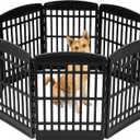 IRIS USA 34" 8-Panel Pet Dog Puppy Playpen, Indoor/Outdoor Dog Pen, 63 x 63 x 34, Foldable, Customizable, Black (34" H - 8 Panel)