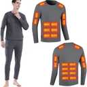 26-Zone Heated top and 16-Zone Heated Pants heated underwear for women men,Suitable winter skiing motorcycles  (Gray, XL)