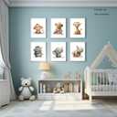 Wodkwq Nursery Wall Art Safari Animal Canvas Prints Baby Girl Boy Room Decor Poster Pictures Cute Jungle Theme Toddler Room Decoration Painting Set of 6 for Kids Bedroom Bathroom 12x16in Unframed