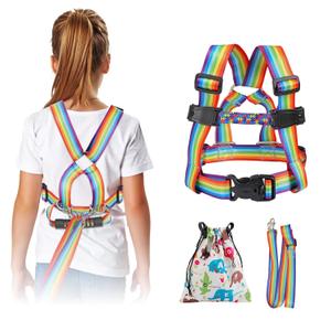 JXM Safety Walking Harness for Big Kids with Autism Ages 6-12, Child Elopement Leash with Grab Handle and Tether, Prevent Wandering in Public for Special Needs, Autistic ADHD Active Children (Medium For Height 3'9" - 5'3", Rainbow)