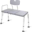 Tub Transfer Bench for Bathtub, Shower Chair for Inside Shower with Backrest & Armrest, 400 Lb Capacity, Height Adjustable Shower Seat, Non-Slip Aluminum Shower Chair for Elderly and Disabled, Gray