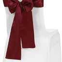 Obstal 50 PCS Burgundy Satin Chair Sashes Bows for Wedding Reception- Universal Chair Cover Back Tie Supplies for Banquet, Party, Hotel Holiday Event Decorations