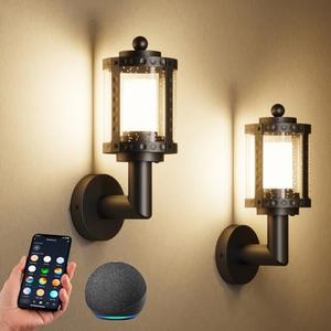 XMCOSY+ Outdoor Wall Lights, 1100LM Smart Porch Lights Outdoor, RGBCW LED Outdoor Sconce Lights, WiFi APP Control, Compatible with Alexa, IP65 Waterproof Exterior Lighting Fixtures, 2 Pack