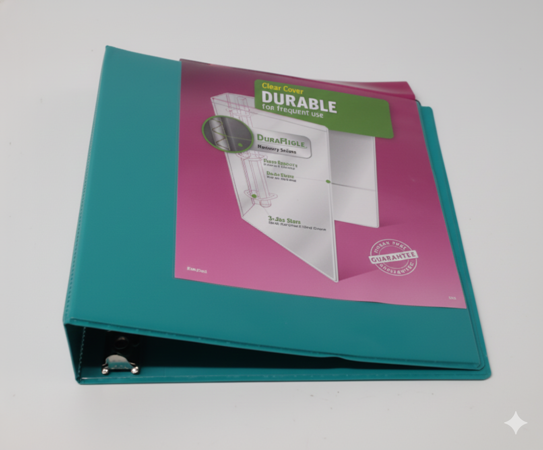 Avery Durable View 3 Ring Binders, 2 Inch Slant Rings, 530-Sheet Capacity, DuraHinge, 2.8 Inch Wide Spine, Color Received Will Vary: Black, Bright Blue, or White, 1 Binder (17038)