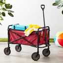 Amazon Basics Collapsible Heavy Duty Utility Wagon for Outdoor Sports, Camping, Garden, and Pets, Portable with Handle, 265 pounds Weight Capacity, 27.6 x 40.9 x 20 inches, Red