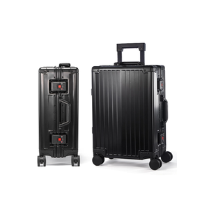 UrbanExplorer All Aluminum Carry On Luggage 22x14x9 Airline Approved Heavy Duty Hard Shell Suitcases Zipperless Suitcase with TSA Lock, Black, 20 Inch