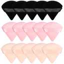 Pimoys 15 Pieces Powder Puff Face Soft Triangle Makeup Velour Puff, Beauty Sponge for Loose Powder and Cosmetic Foundation, Blender Makeup Tool (Black, Pink, Flesh)