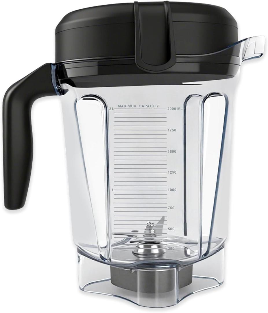 Blender Pitcher 64oz Low-Profile, Compatible with Vit 780 75-0 75-00 5000 5200 Vm0102 Vm0103 Vm0197 E310 Professional/Commercial/Classic Series etc Blender, Blender Container Jar Cup