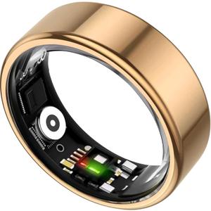 TIAZUUX Smart Ring for Women&Men-Activity/Sleep/Heart Rate/HRV/Stress/Women's Health Tracker-IP68 Waterproof/Wearable-No Subscription Fee Required-Compatible with iPhone &Android (Gold, 8)