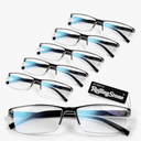 6 pack Executive Style Reading Glasses Men - Durable Readers with 99% Blue Light Blocking - Comfortable Fit with TR90 Frames