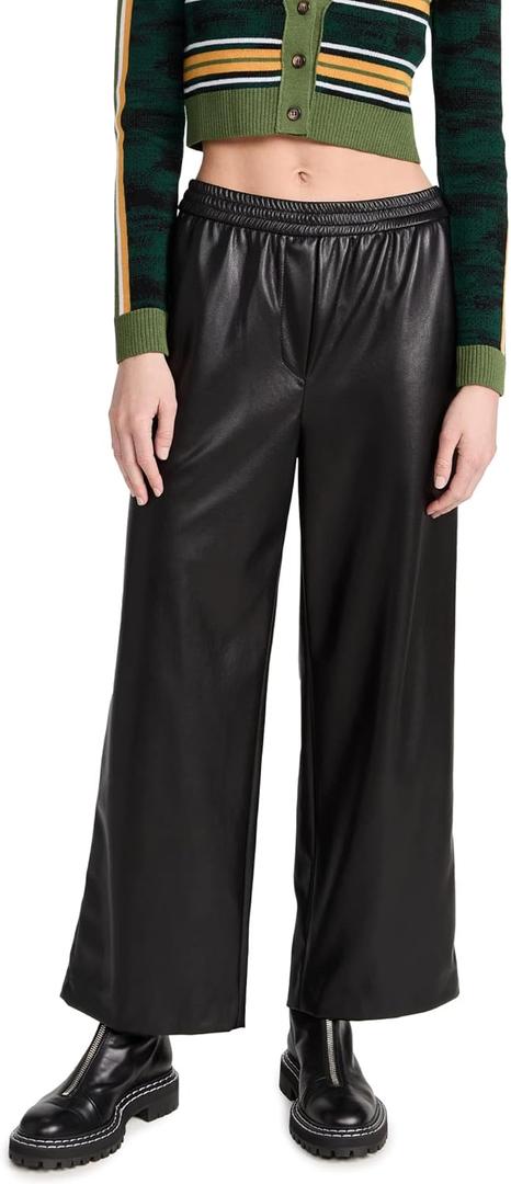 Velvet by Graham & Spencer Women's Jenna Straight Leg Leather Pants (Large, Black)
