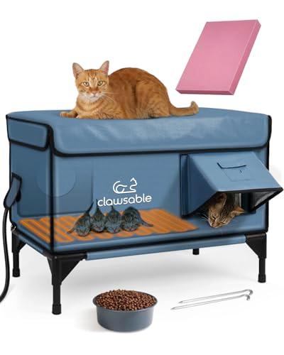 Amazon.com : Heated Cat House for Outside Foam Board, Extremely Insulated Outdoor Cat House Escape Door, Weatherproof & Waterproof Awning, Elevated Feral Animal Shelter for Winter : Pet Supplies