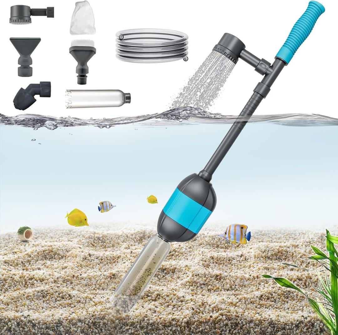 Carefree Fish 30W Electric Aquarium Gravel Cleaner with 6Ft Tubing 6IN1 Automatic Fish Tank Gravel Vacuum Water Changer Wash Sand and Water Circulation (for 10Gal~800Gal Fish Tank) 2.2Lb